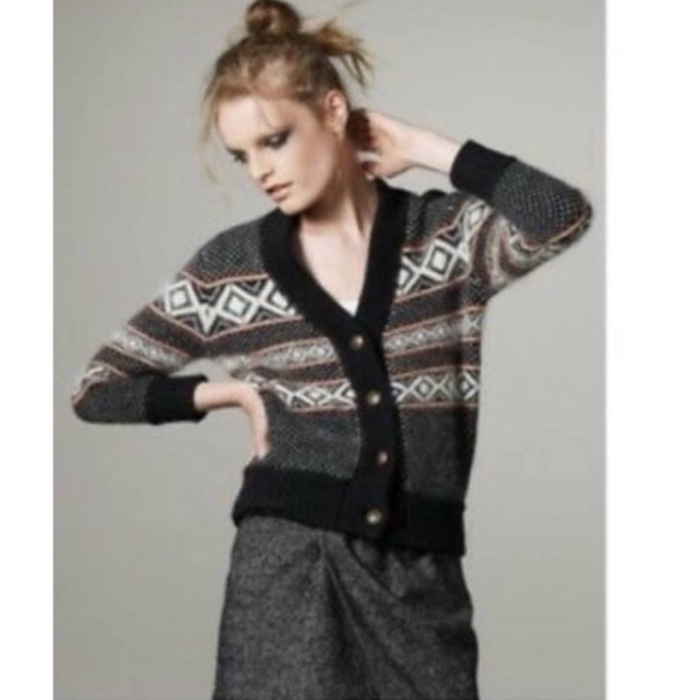 RAG AND BONE Grayling Fair Isle Nordic Button Up Cardigan